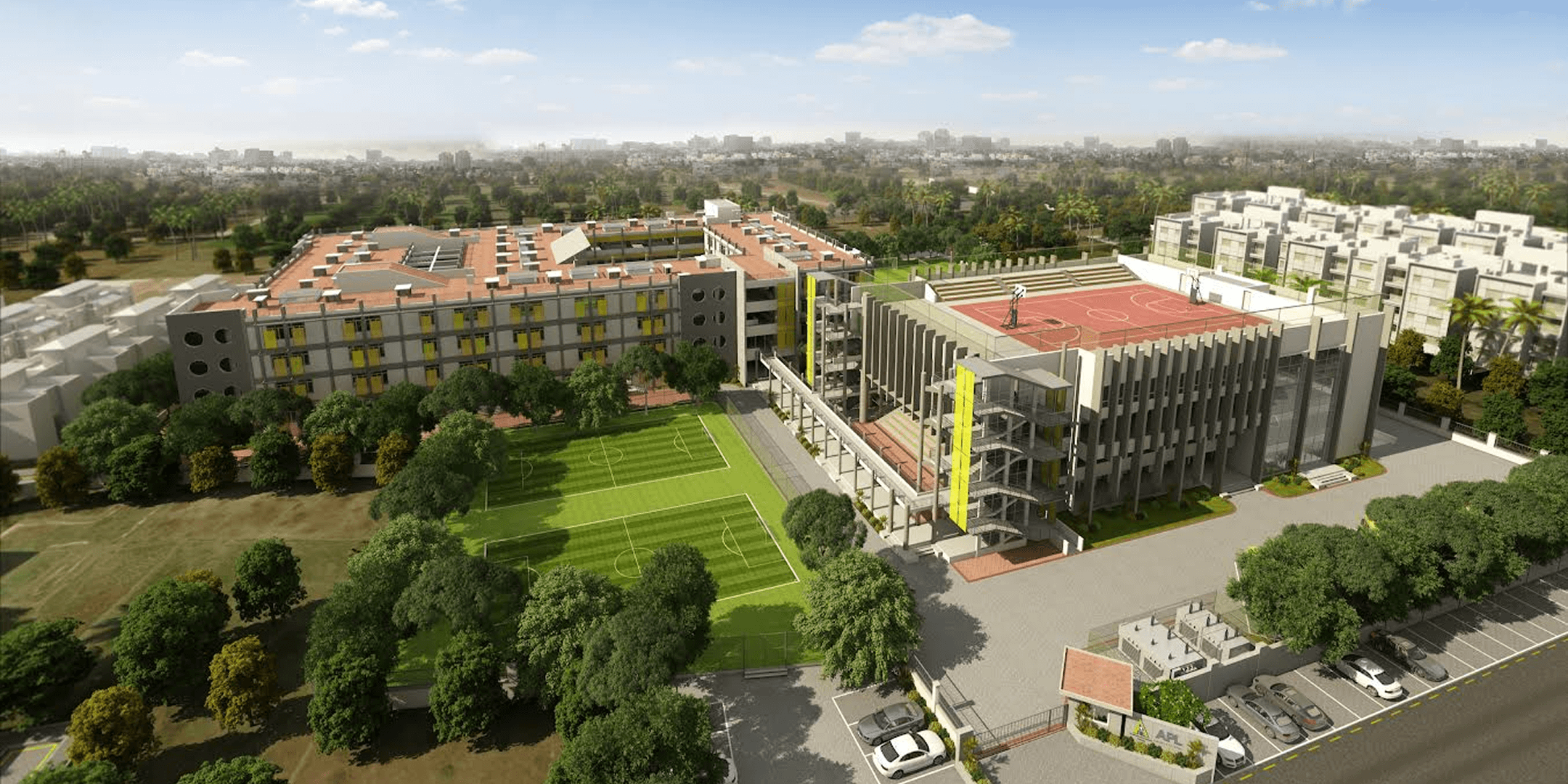 Modern living room with custom wood paneling and wall art