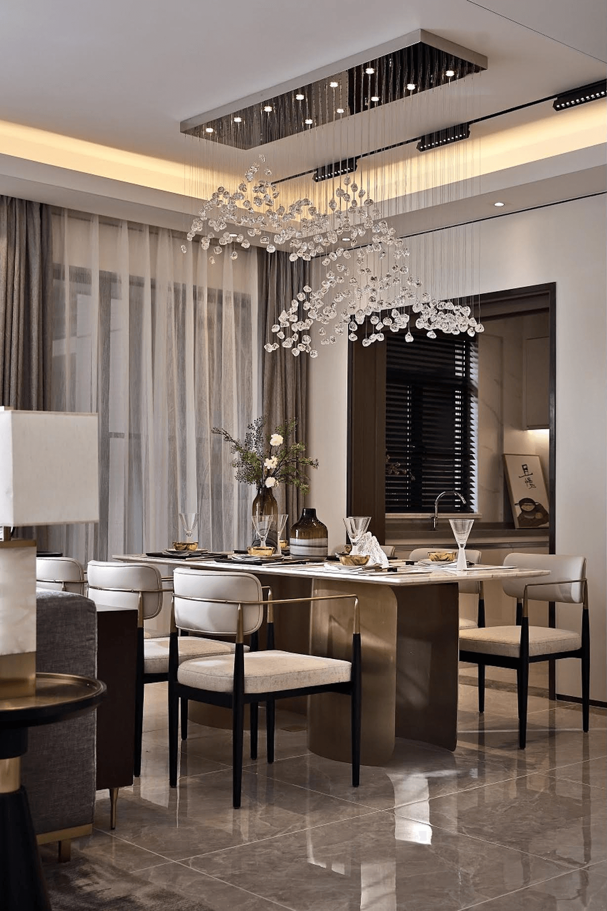 Beautiful living room with custom interior design in Bangalore home